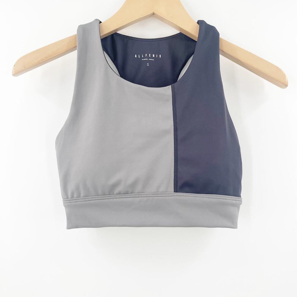 ALLFENIX Sports Bra Size Small Gray Colorblock Color Block Bra Pads Athletic Gym
